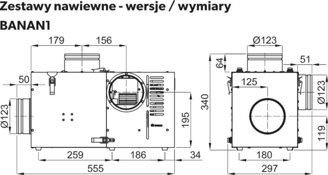 Wymiary wentylatora